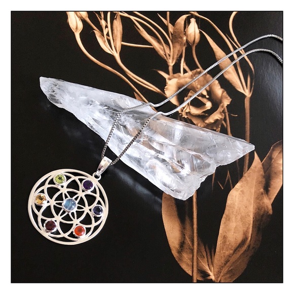 Healing Stones And Crystals Jewelry - Sterling Silver Chakra Stones Healing Mandala